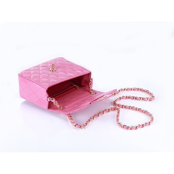 Chanel 2012 Pink Patent Flap Borse In Pelle Con Ghw Mini