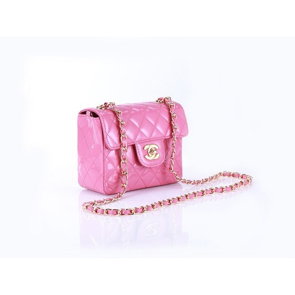 Chanel 2012 Pink Patent Flap Borse In Pelle Con Ghw Mini