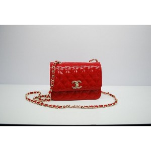 Chanel 2012 Rosso Patent Flap Borse In Pelle Con Ghw Mini