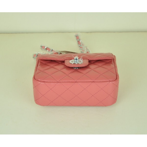 Chanel Rosa Grano Pelle Borse Flap Mini Argento Hw