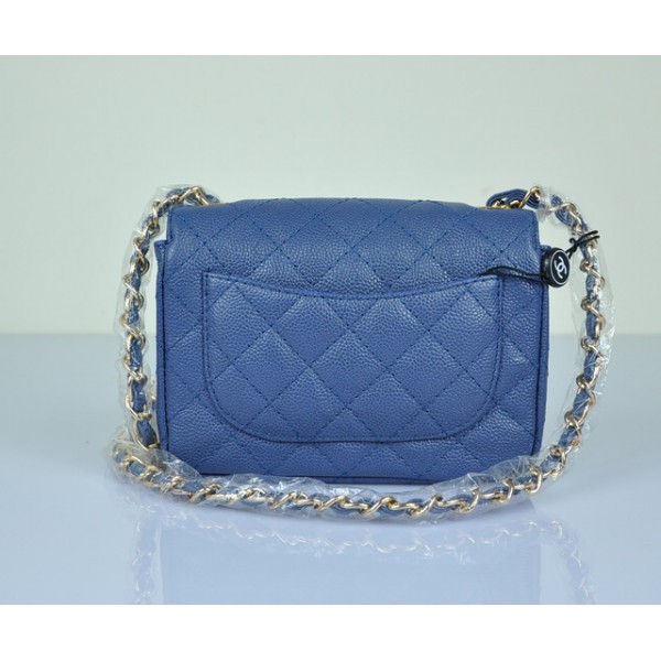 Chanel In Pelle Mini Flap Borse Grano Blu Con Oro Hw