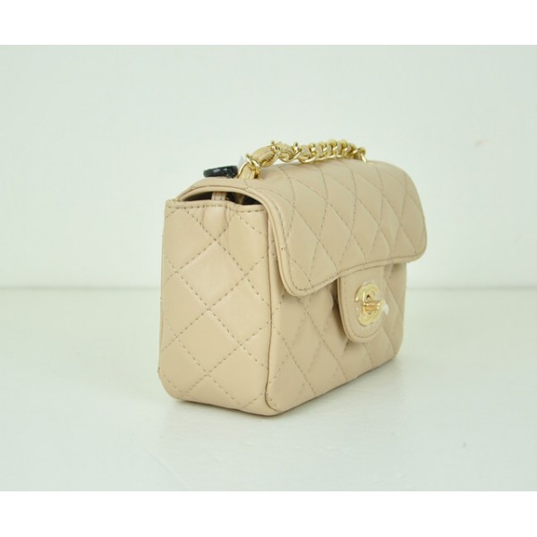 Mini Borse In Pelle Di Agnello Chanel Flap Beige Con Finiture In