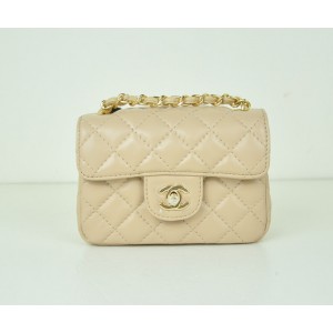 Mini Borse In Pelle Di Agnello Chanel Flap Beige Con Finiture In