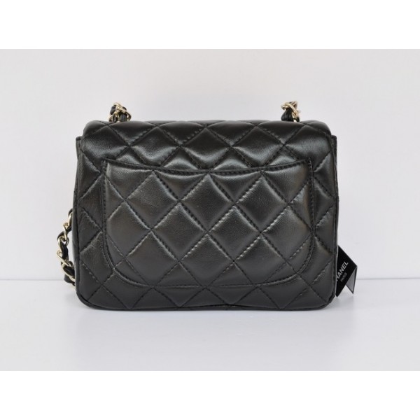 Ultimi Chanel 2011 Flap Borse Pelle Di Agnello Nero Con Oro Mini