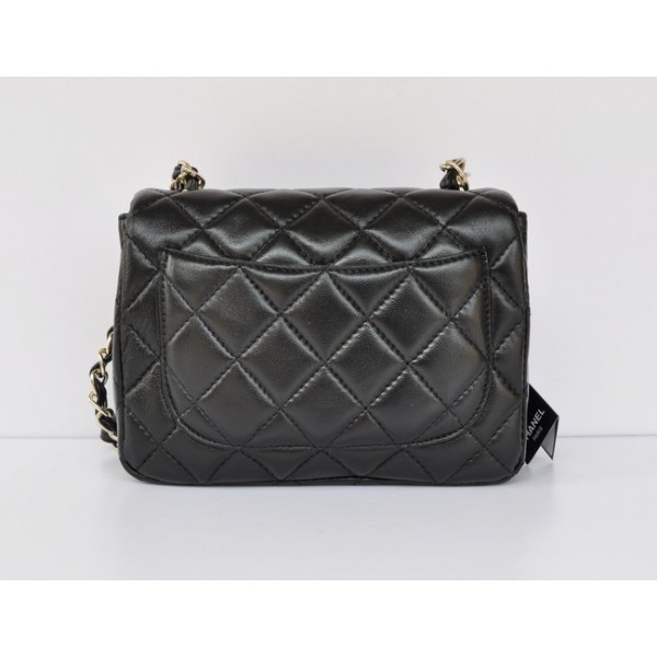 Ultimi Chanel 2011 Flap Borse Pelle Di Agnello Nero Con Oro Mini