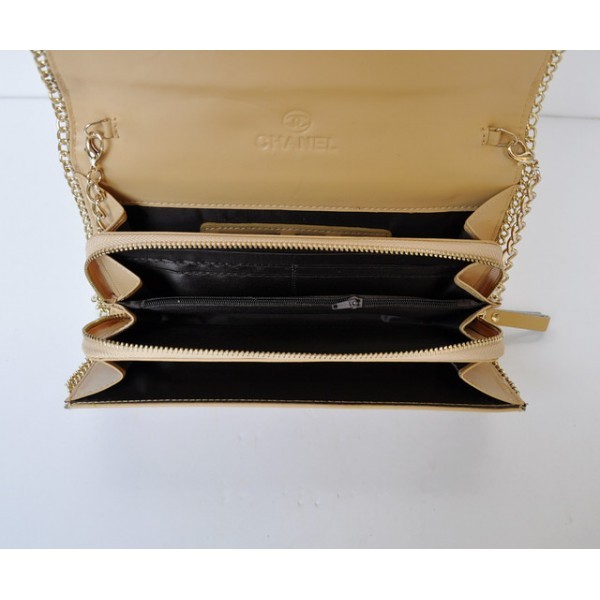 Chanel 2012 Quilted Flap Portafogli In Pelle Di Agnello Albicocc