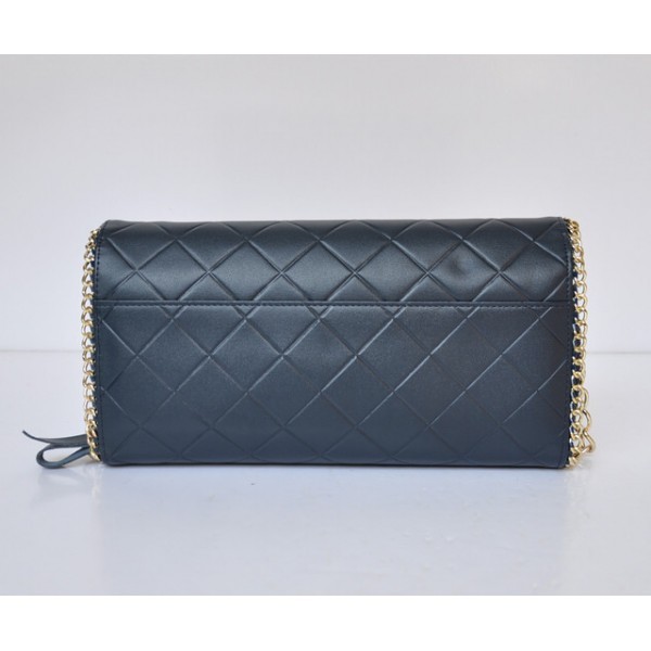 Chanel 2012 Quilted Portafogli Flap Pelle Di Agnello Blu Su Una
