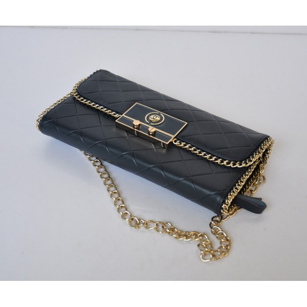 Chanel 2012 Quilted Portafogli Flap Pelle Di Agnello Blu Su Una