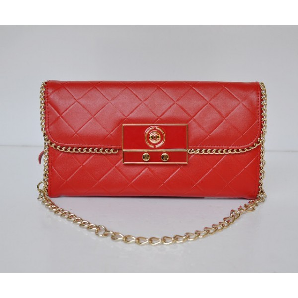 Chanel 2012 Quilted Portafogli Flap Pelle Di Agnello Rosso Su Un