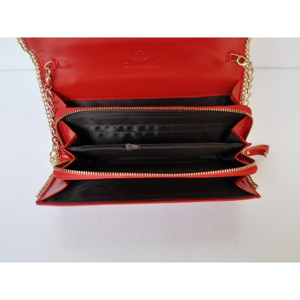 Chanel 2012 Quilted Portafogli Flap Pelle Di Agnello Rosso Su Un