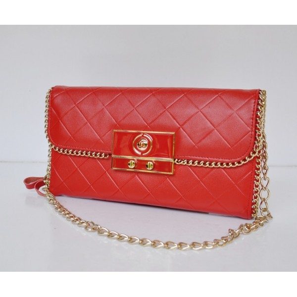 Chanel 2012 Quilted Portafogli Flap Pelle Di Agnello Rosso Su Un