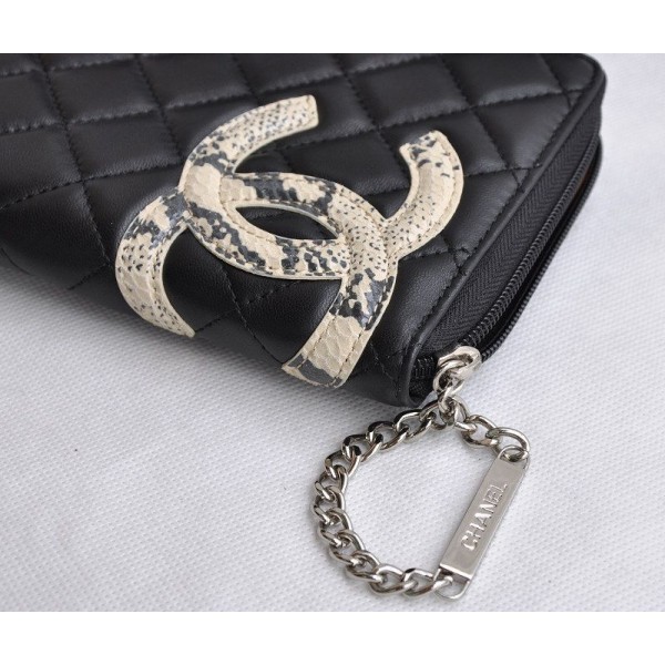 Chanel A26710 Portefeuilles Noir Avec Dagneau Nc Logo Snake Vei
