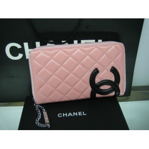 Chanel A26710 Portefeuilles Rose Avec Dagneau Nc Logo Noire