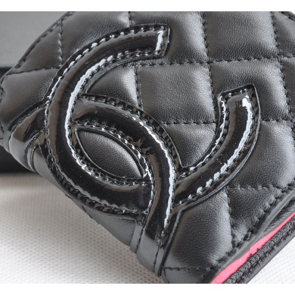 Chanel A26720 Portefeuilles Noir Avec Dagneau De Brevetti Logo