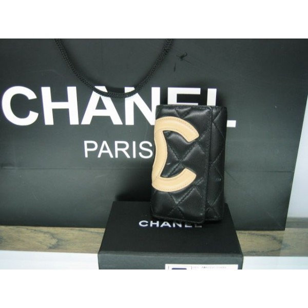 Chanel A26723 Portefeuilles Noir Avec Dagneau Nc Logo Abricot