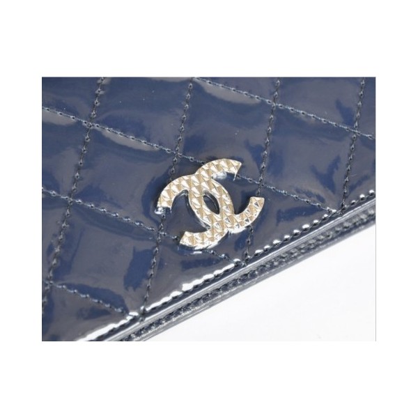 Chanel A31508 Portefeuilles En Bleu Marine Muir Verni