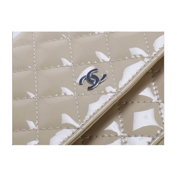 Chanel A33814 Abricot Portefeuilles Muir Verni Avec En Argent Hw