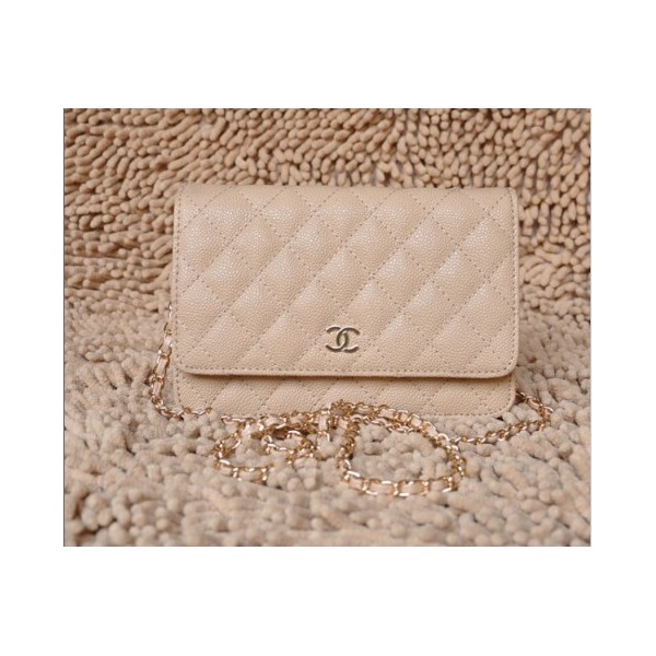 Chanel A33814 Caviar Abricot Portefeuilles En Muir