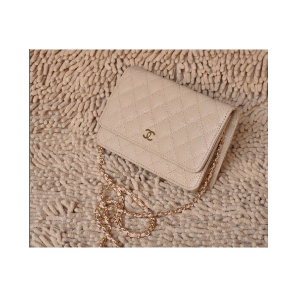 Chanel A33814 Caviar Abricot Portefeuilles En Muir