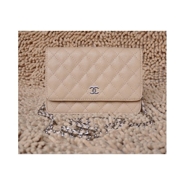 Chanel A33814 Caviar Abricot Portefeuilles En Muir