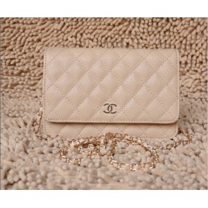 Chanel A33814 Caviar Abricot Portefeuilles En Muir