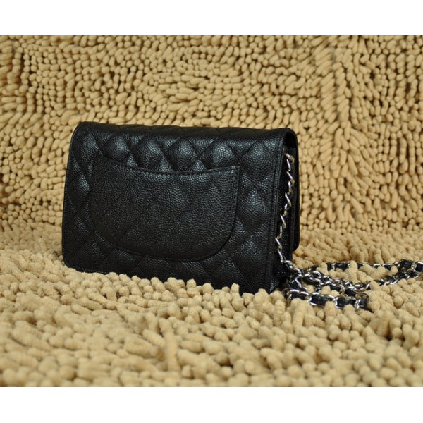 Chanel A33814 Caviar Muir Portefeuilles Noir Avec Hw Argent