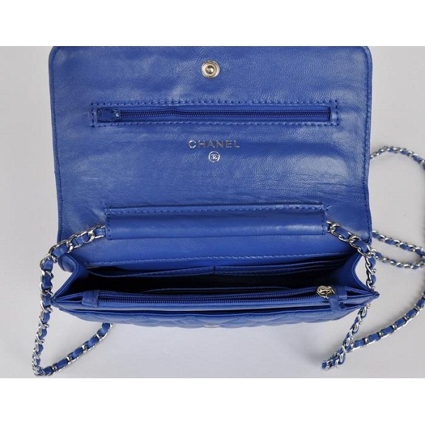 Chanel A33814 Portefeuilles Muir Dagneau En Bleu Dargent Avec