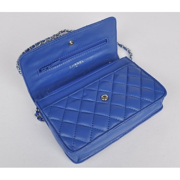 Chanel A33814 Portefeuilles Muir Dagneau En Bleu Dargent Avec