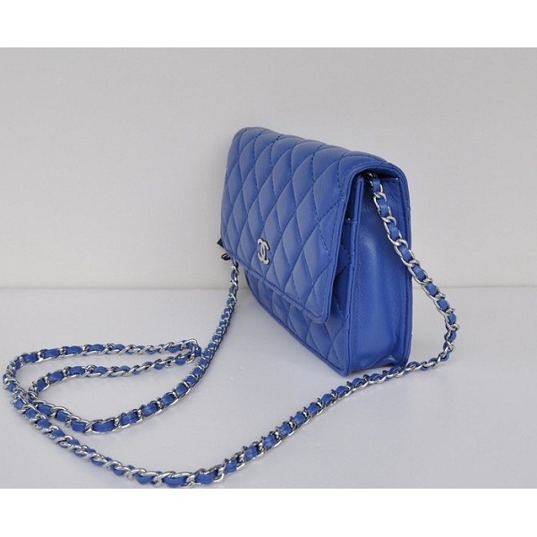 Chanel A33814 Portefeuilles Muir Dagneau En Bleu Dargent Avec