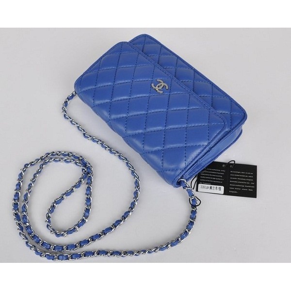 Chanel A33814 Portefeuilles Muir Dagneau En Bleu Dargent Avec