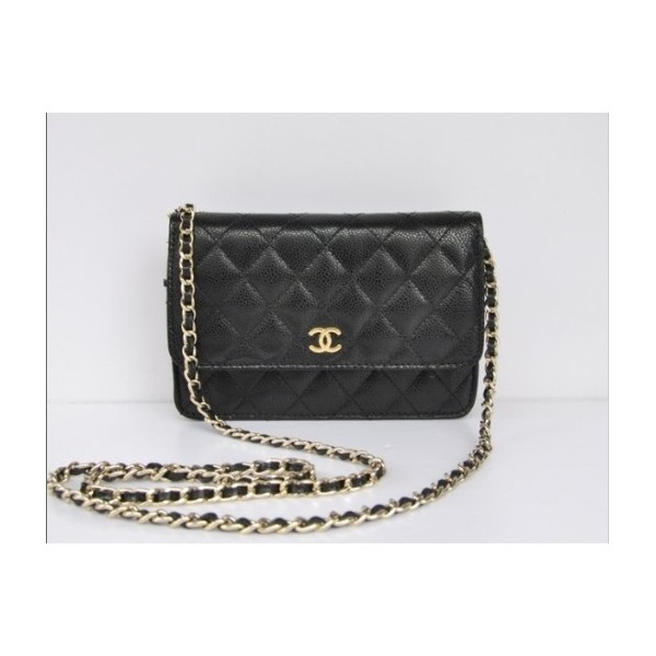 Chanel A33814 Portefeuilles Muir En Noir Avec Caviale Da Inizion