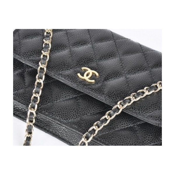 Chanel A33814 Portefeuilles Muir En Noir Avec Caviale Da Inizion