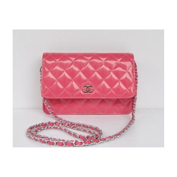 Chanel A33814 Portefeuilles Muir Verni En Rouge Peach Avec Shw