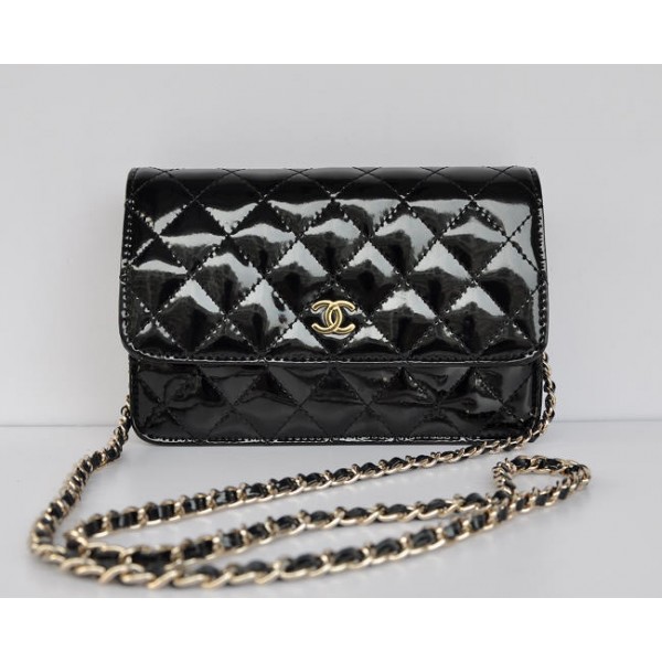 Chanel A33814 Portefeuilles Noire Avec En Muir Verni Da Inizione