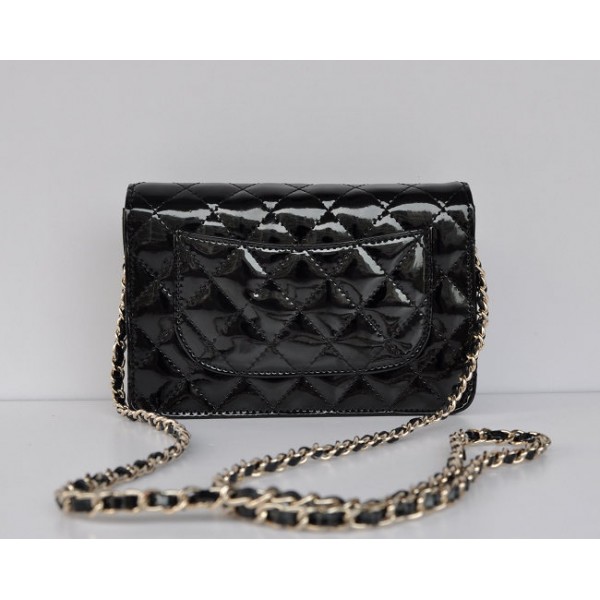 Chanel A33814 Portefeuilles Noire Avec En Muir Verni Da Inizione