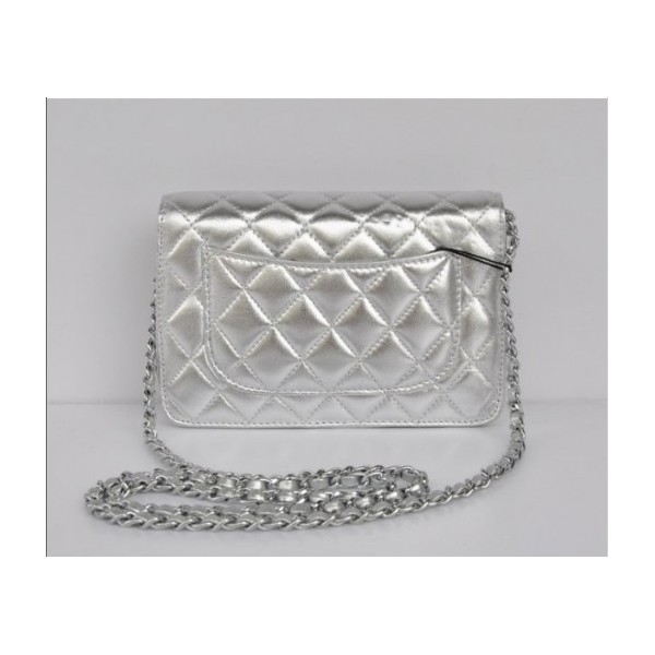 Chanel A33814 Portefeuilles Dargent Argent Avec Hw Agneau