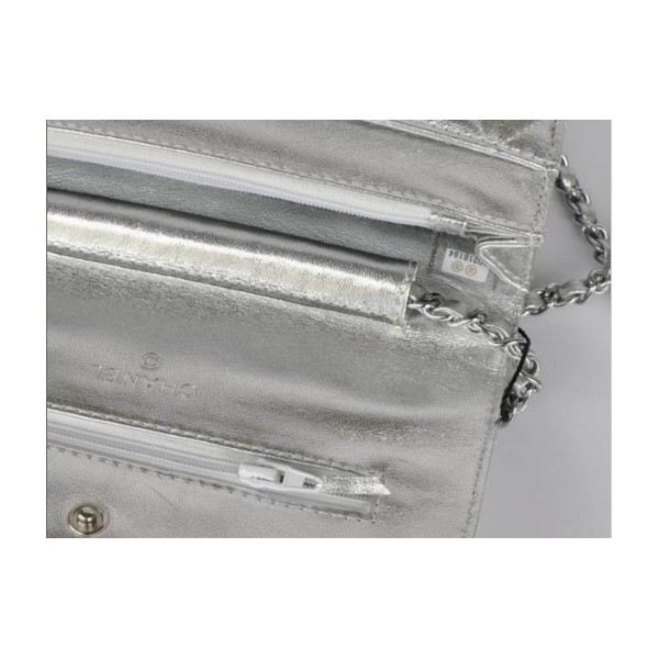 Chanel A33814 Portefeuilles Dargent Argent Avec Hw Agneau