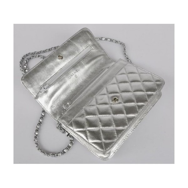 Chanel A33814 Portefeuilles Dargent Argent Avec Hw Agneau