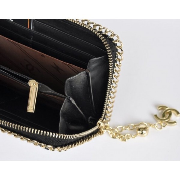 Chanel Rivet Portefeuilles Muir De Veau En Noir Avec Maine Coupe