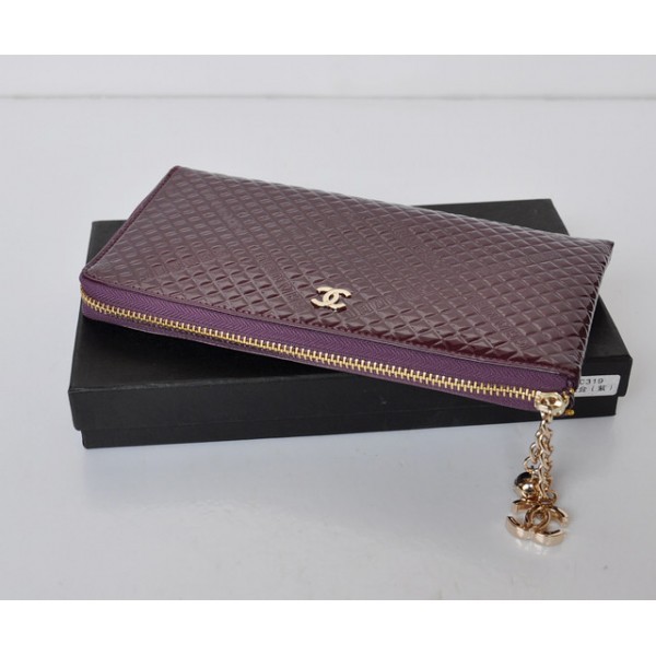 Chanel Pourpre Portefeuilles Vachette Zip Sollievo