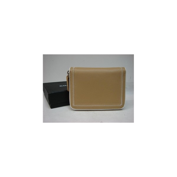 Classique Chanel Portefeuilles Agneau Beige Courte