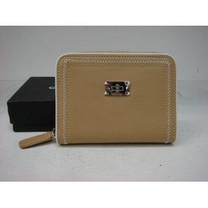 Classique Chanel Portefeuilles Agneau Beige Courte