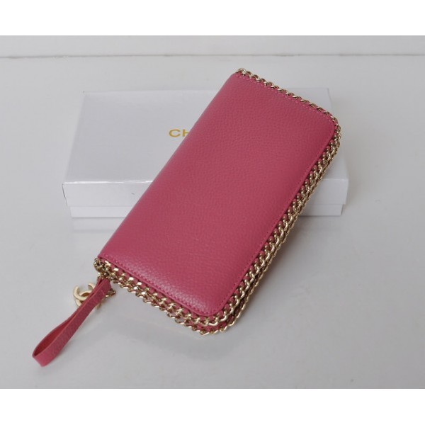 Rose Portefeuilles Zip Veau Avec Chanel Logo Cc