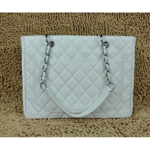 A20995 Chanel White Caviar Leather Tote Shopping Gst Con Shw