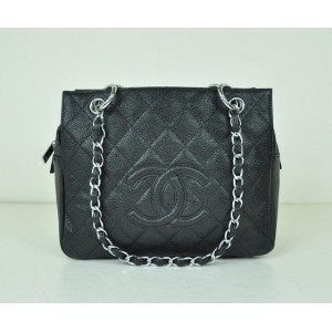 Chanel A18004 Caviar Dello Shopping In Pelle Nera Tote Gst Con S