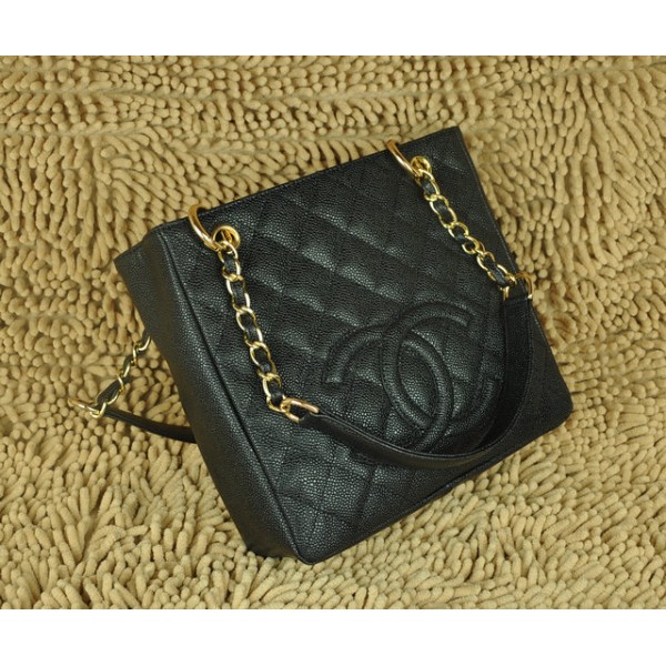 Chanel A20994 Gst Shopping Tote In Pelle Nera Caviar Con Ghw