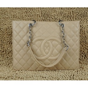 Chanel A20995 Caviar Leather Tote Shopping Gst Beige Con Shw