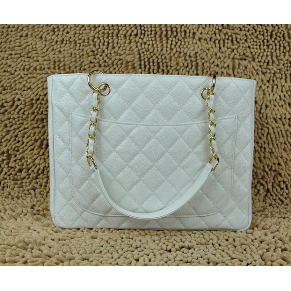 Chanel A20995 Gst Shopping Tote In Pelle Caviale Con Ghw Bianco