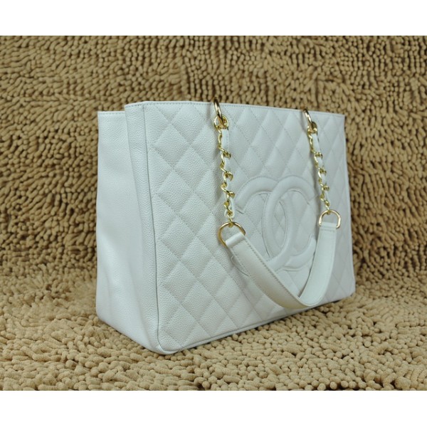 Chanel A20995 Gst Shopping Tote In Pelle Caviale Con Ghw Bianco