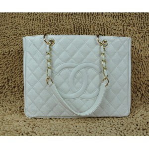 Chanel A20995 Gst Shopping Tote In Pelle Caviale Con Ghw Bianco